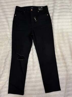 Express Super High Rise Distressed Slim Jeans Black NWT 12R
